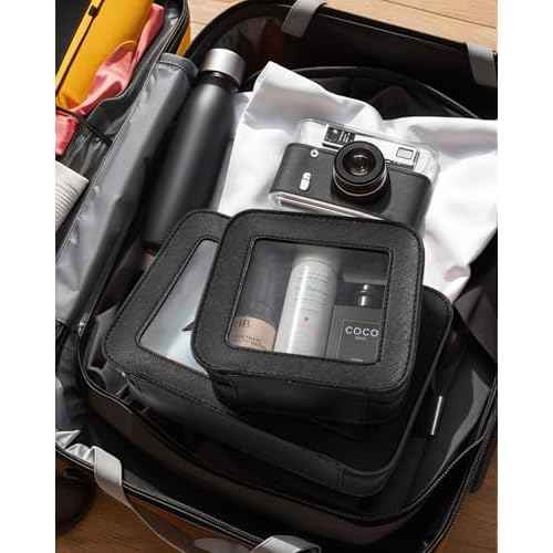 KOTORA Clear Makeup Bag Set for Women Portable Clear Make up Bag Cute Waterproof Travel Cosmetic Bag Toiletry Bag for Car Essentials Bag (Black)