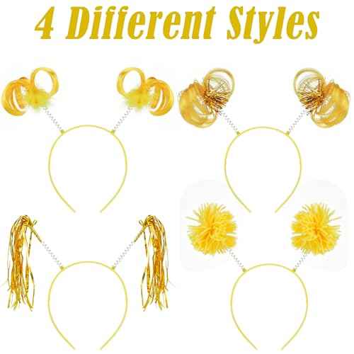 COCIDE 8Pcs Pom Pom Headbands Party Headbands Tinsel Wrapped Ponytails Headbopper Headwear for Birthday Festival