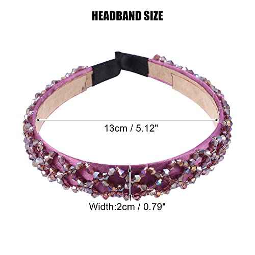 VOCOSTE Rhinestone Headbands, Sparkle Bling Headbands, Crystal Embellished Headband, Dark Purple Headband, Beaded Hairband, Hair Accessories for Women