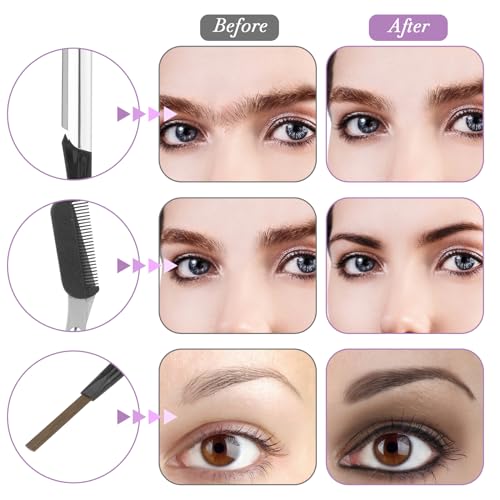 Professional Eyebrow Shaping Grooming Kit,8PCS/SET Eyebrow Grooming Kit with Leather Bag Eyebrow Trimming Kit With Razor Eyebrow Scissors Eyebrow Brush for Women & Men(Black)