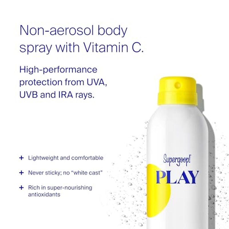 Supergoop! Travel Kit - Includes PLAY Everyday Lotion (2.4 oz) + Unseen Sunscreen (1.7 oz) + PLAY Antioxidant Body Mist (3 oz) - Broad Spectrum Sunscreen Recommended for Sensitive Skin
