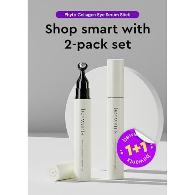 Bewants Instant Eye Bag Remover, Phyto Collagen Roll-On Serum Stick ? Refreshing Under Eye Massage with 61% Bamboo Water & 10% Phyto Collagen (2 Pack)