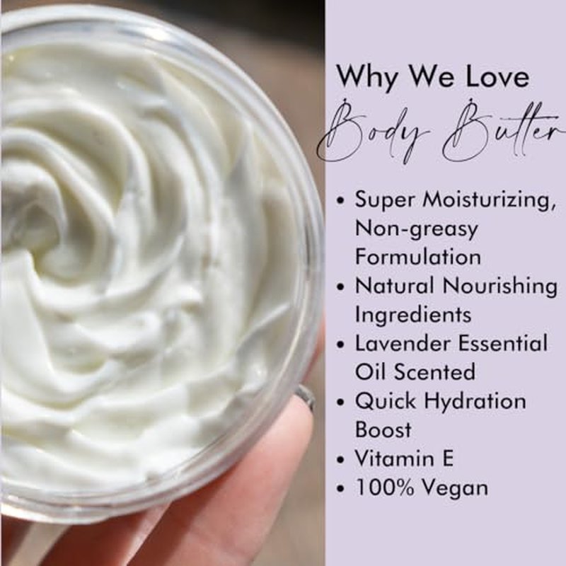 Natural Amor Lavender Body Butter 4.5oz, Moisturizing Body Lotion