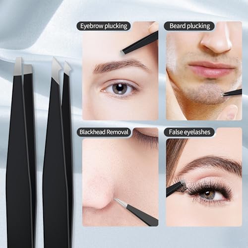 MIYADIVA 40X Magnifying Mirror, 3.5 Inch Round Compact Mirror with Suction Cup, Stainless Steel Tweezers, Perfect for Makeup, Eyebrows, Beards, Travel