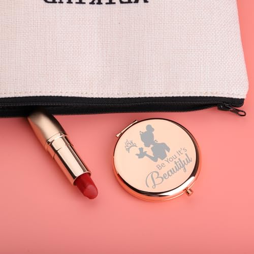 UJIMS Princess The Frog Inspired Gift Be You It¡¯s Beautiful Princess Compact Mirror Frog Lover Gift Fandom Gift (BeYouBeautiful Mirror)