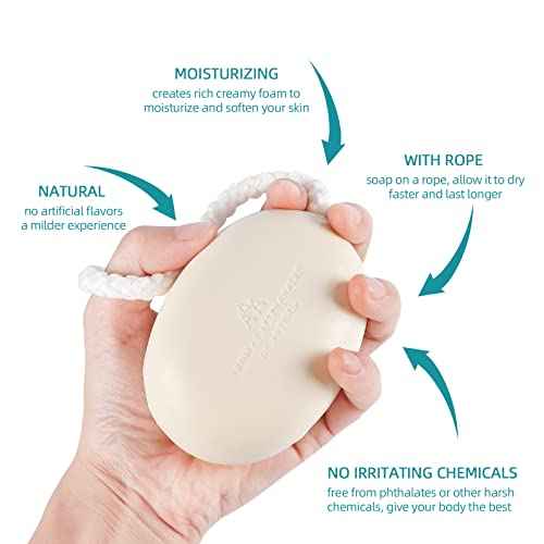 Natural Men Bar Soap, 2pcs Soap On a Rope Set for Face Body Hair Bath Soap about 7 Ounce each.foreverLily