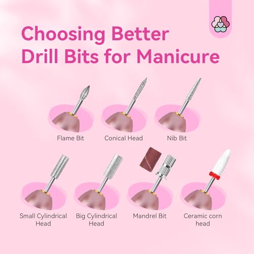 SAVILAND Electric Nail Drill: 2025 Electric Nail File Rose Efile Nail Drill Professional Manicure with 6PCS Nail Drill Bits Portable Nail File & Salon Use Manicure Pedicure at Home
