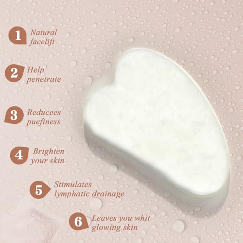 Gua Sha Facial Massage Tool & Jade Roller Set, Facial Massager for Face, Neck, Back, Arms, Legs, Eye,SPA Gifts for Women Gua Sha Facial Massager Reduce Puffiness and Improve Wrinkles