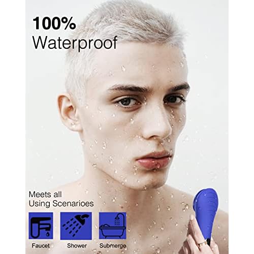 N?graCoola CLIE Facial Cleansing Brush, Waterproof and Rechargeable Face Scrub Brush for Men & Women, Cleansing, Exfoliating and Massaging, Electric Face Scrubber - Blue