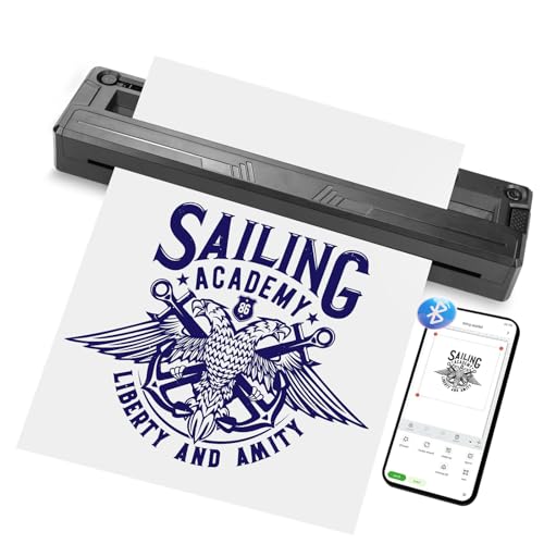 New Tattoo Stencil Printer - Wireless Bluetooth Thermal Kit with 10 Transfer Papers, Fits Custom-Size A4-A8 Width Thermal Paper, Works for Phones/Tablets/PC/Mac, for Artists & Beginners (Black)