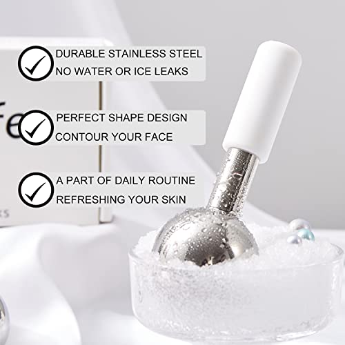pfefe Ice Globes for Face & Eyes, Unbreakable Stainless Steel Cryo Sticks for Beauty Routines, Facials Cold Roller Cooling Globes for Puffiness, Wrinkles, Dark Circles, Headaches