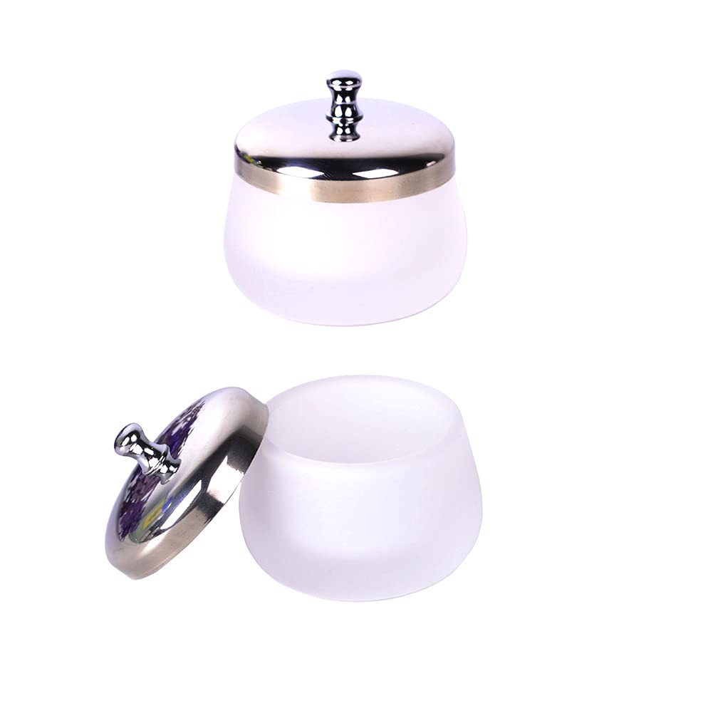 2 Pcs Frosted Glass Crystal Dappen Dish With Lid Liquid Powder Container Holder Nail Art Dappen Dish Cup Glass Dappen Cup Nail Art Tools