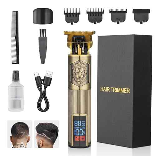 Hair Clippers for Men Professional Zero Gapped Hair Trimmer for Barber T Blade Liners Edgers Groomming Hair Clippers Cordless Rechargeable Shaver Hair Cutting Kit Beard Trimmer Gifts for Men