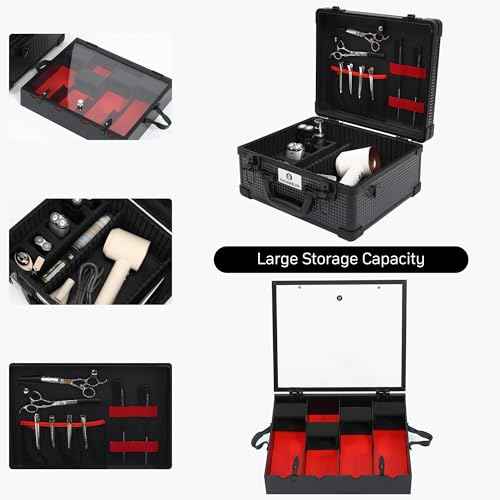 Large Barber Carrying Case, Hairdresser Tool Box Organizer Traveling Case, Portable Travel Barber Suitcase for Hair Stylist Pet Groomer Beauty Salon Makeup Artist