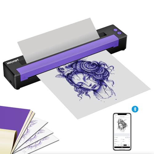 Tattoo Stencil Printer Bluetooth, Wireless Tattoo Printer Machine, Thermal Copier Printer with Transfer Paper, Tattoo Machine Kit for Tattoo Artists, Compatible with Android, iOS & Windows