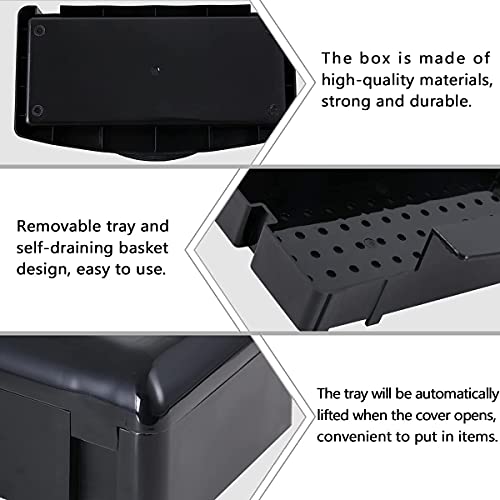 Gusnilo Nail Tool Sterilizer Box Plastic Disinfectant Container Barbicide Disinfectant Tray for Nail Tools, Tweezers, Hair Salon, Spa and Trimmer Manicure Equipment (Black)
