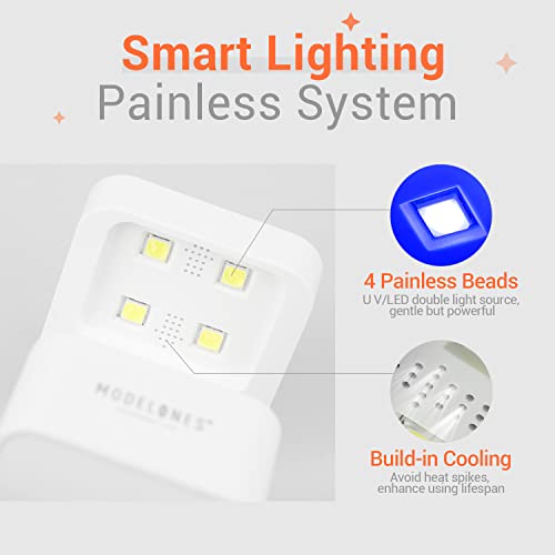 modelones Mini UV Light for Gel Nails, UV Nail Lamp, Nail Light with 2 Timers for Fast Curing Gel Polish Nails Extension, Portable LED USB Flash Cure Lamp for Travel