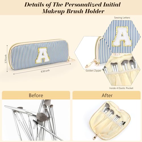 Travel Makeup Bag Christmas Gifts for Women Girl Teens, Personalized Initial Makeup Bag for Cute Teen Girls, Preppy Stuff Toiletry Bag Cosmetic Bag, Teen Girls Gift Trendy Stuff, Letter K