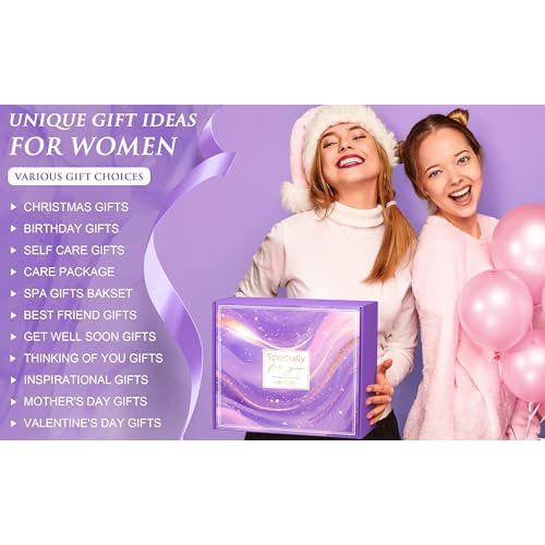 Christmas Birthday Gifts for Women, Self Care Get Well Soon Gift Baskets for Women, Lavender Relaxing Spa Gift Care Package w/ Blanket, Unique Gifts Idea for Mom Her Wife Girlfriend Best Friend Sister