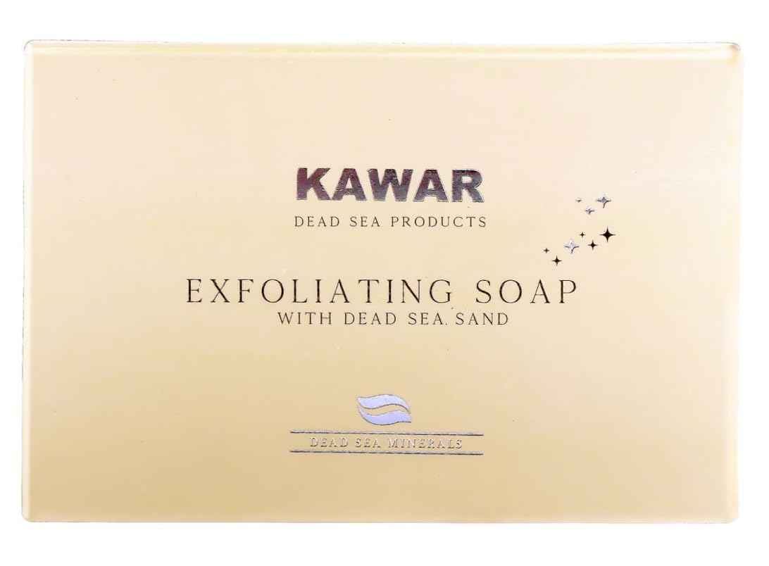 KAWAR Dead Sea Exfoliating Soap with Dead Sea Sand - Salicylic Acid, Magnesium Chloride, Shea Butter, Olive Oil & Tea Tree - Vegan Soap Bar for Men & Women, 4.2 oz (Pack of 2)