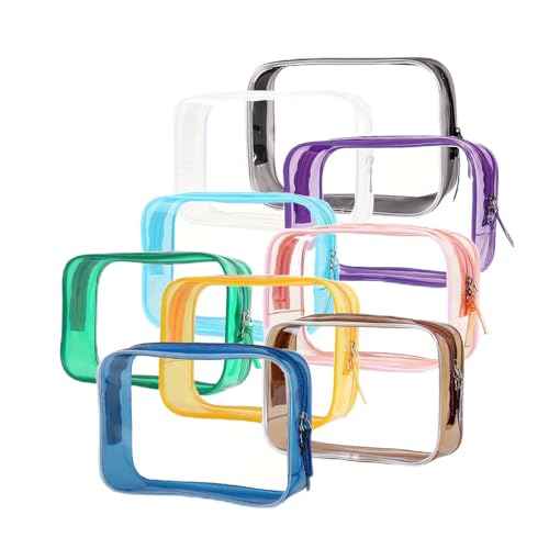Clear Pouch Small, Makeup Bag, 6.6"x2.3"x4.7" TSA Approved Toiletry Bag, Clear Travel Bags for Toiletries, Cosmetic Bag for Women-9 Pack