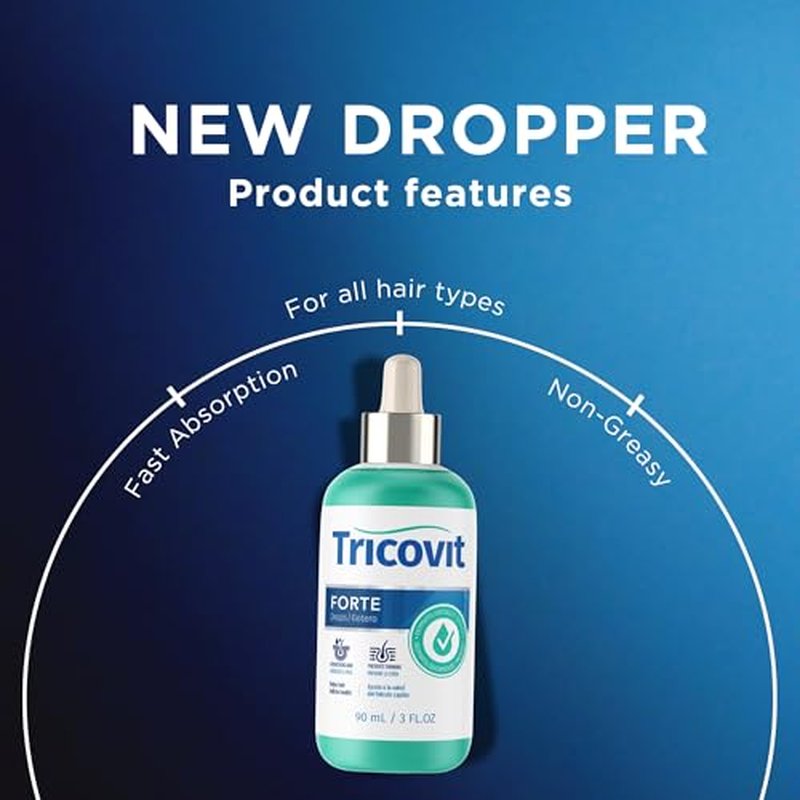 Tricovit Forte Drops - Follicle Stimulating Hair Serum - Hair Growth Serum with Saw Palmetto, Pumpkin Seed & Capsaicin - Dry Scalp Treatment to Regulate Sebum & Prevent Thinning (3 Fl oz)