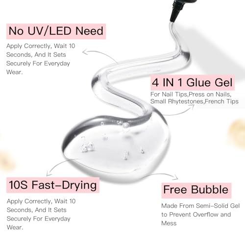 Curvlife Super Strong Nail Glue 15g for Press On Nails - Quick Drying, Semi Solid, Long Lasting, No UV Light Needed