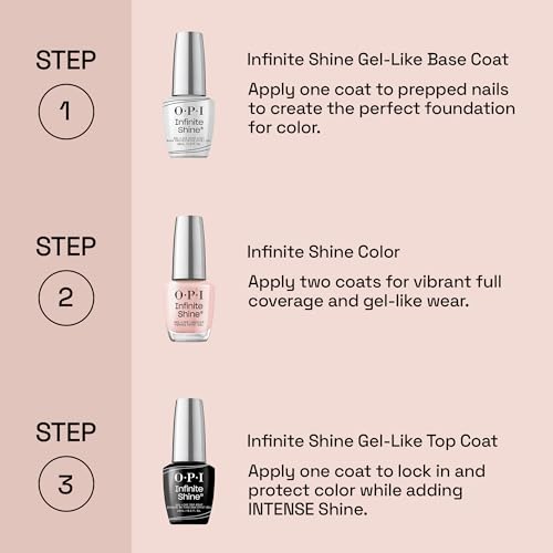 OPI Infinite Shine Long Wear Nail Polish | Clear Gel Like Nail Polish Base Coat & Top Coat | Vegan, Long Lasting, Protects Nails