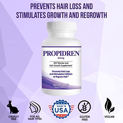 Propidren by HairGenics - DHT Blocker & Hair Growth Capsules to Prevent Hair Loss & Stimulate Hair Follicles, to Stop Hair Loss & Regrow Hair. Proprietary Anti-Hair Loss & Hair Regrowth Treatment.