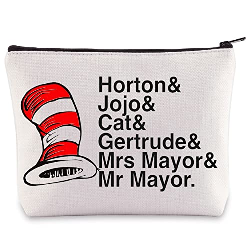 BWWKTOP Musical Cosmetic Makeup Bag Musical Theatre Gifts Horton& Jojo& Cat& Gertrude Zipper Pouch Bag For Cat Fans (Horton& Jojo)