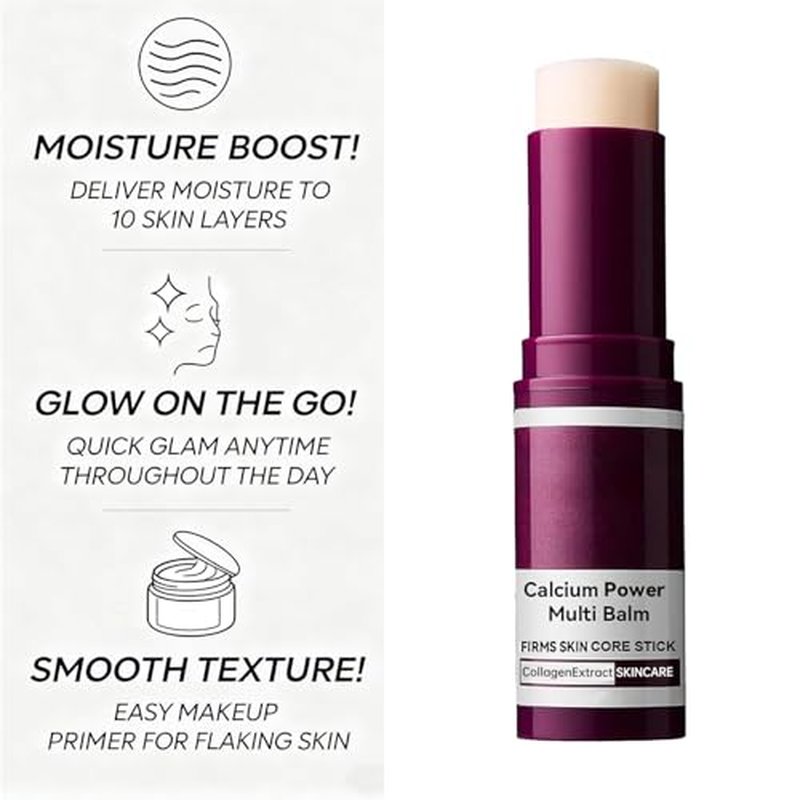 EELHOE Calcium Multi Balm Stick, Anti Wrinkle Calcium Collagen Balm for Firming, Lifting & Hydrating Skin, Korean Skincare Stick for Eyes, Neck & Face, Reduces Sagging & Fine Lines