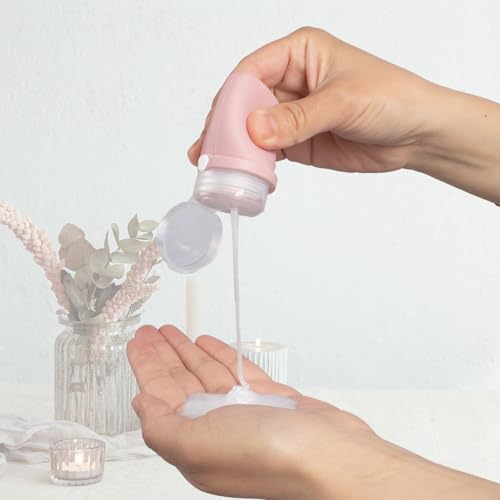 1oz Travel Bottles for Toiletries, Silicone Leak-Proof TSA Approved Travel Size Containers (4-Pack) - Reusable Refillable Bottles for Shampoo, Body Wash, Lotion