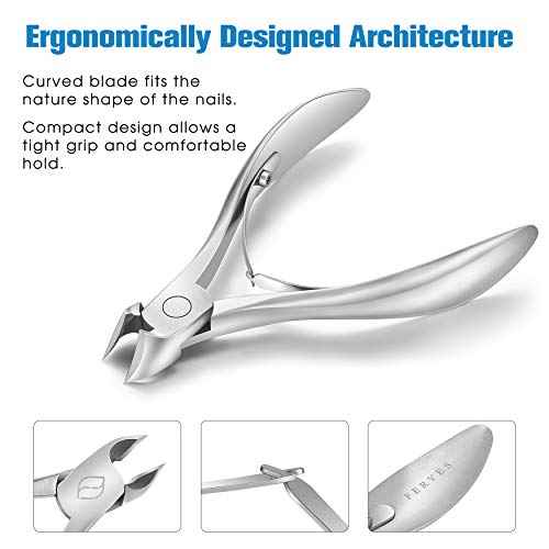 FERYES Toenail Clippers for Ingrown,Thick Toenails, 4R13 Stainless Steel Large Handle Fingernail Clipper,Nail Clipper - Silver