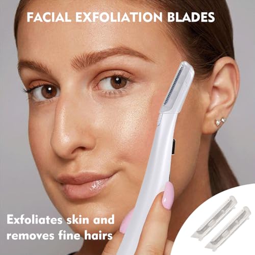 6 Pack Replacement Heads for Finishing Touch Flawless Dermaplane Glo Facial Exfoliation Tool, Replacement Blades for Flawless Dermaplane Razor- Include Replace Tray + Clean Brush