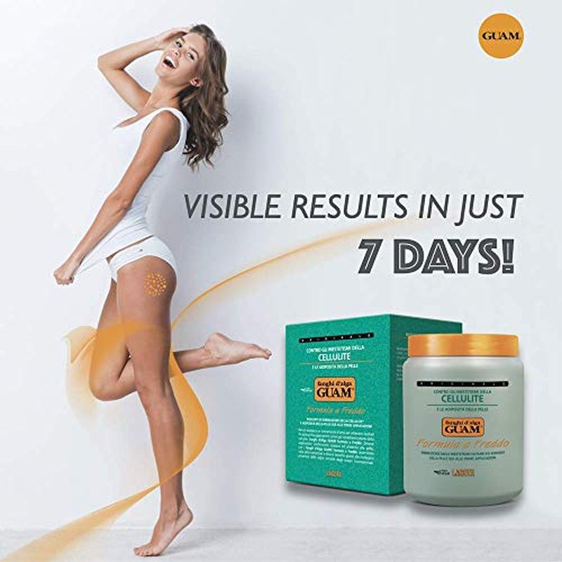 GUAM Anti-cellulite Mud COLD FORMULA, Seaweed Body Wrap for Cellulite, Skin Tightening Clay Against Water Retention and Leg Swelling, Lymphatic Drainage | Cellulite-Removal Treatment (2.2 LB)