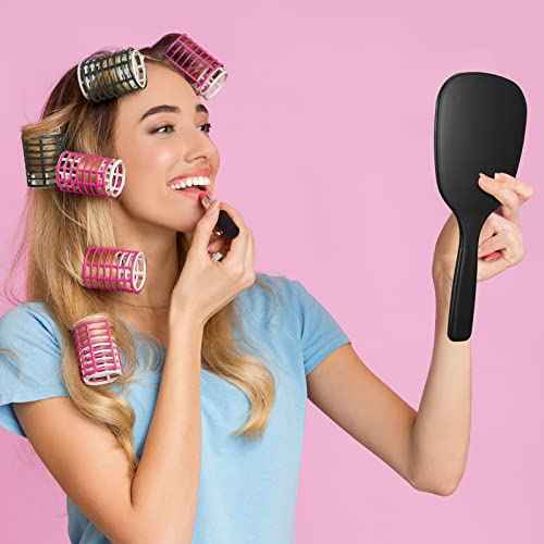 60 Pcs 7.08 x 3.14 Inch Hand Handheld Mirror with Handle Plastic Compact Travel Makeup Cosmetic Mirror Small Personal Portable Hand Held Mirror for Home Vanity Camping (Black)