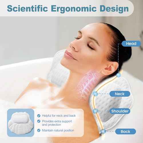Bath Pillows for Tub, Tub Pillow for Bathtub for Head, Neck and Back Support, 4D Mesh Fabric Bath Tub Pillow, Ergonomic Bath Pillow Luxury Bathtub Pillow for Head and Neck, Spa Rest Accessories