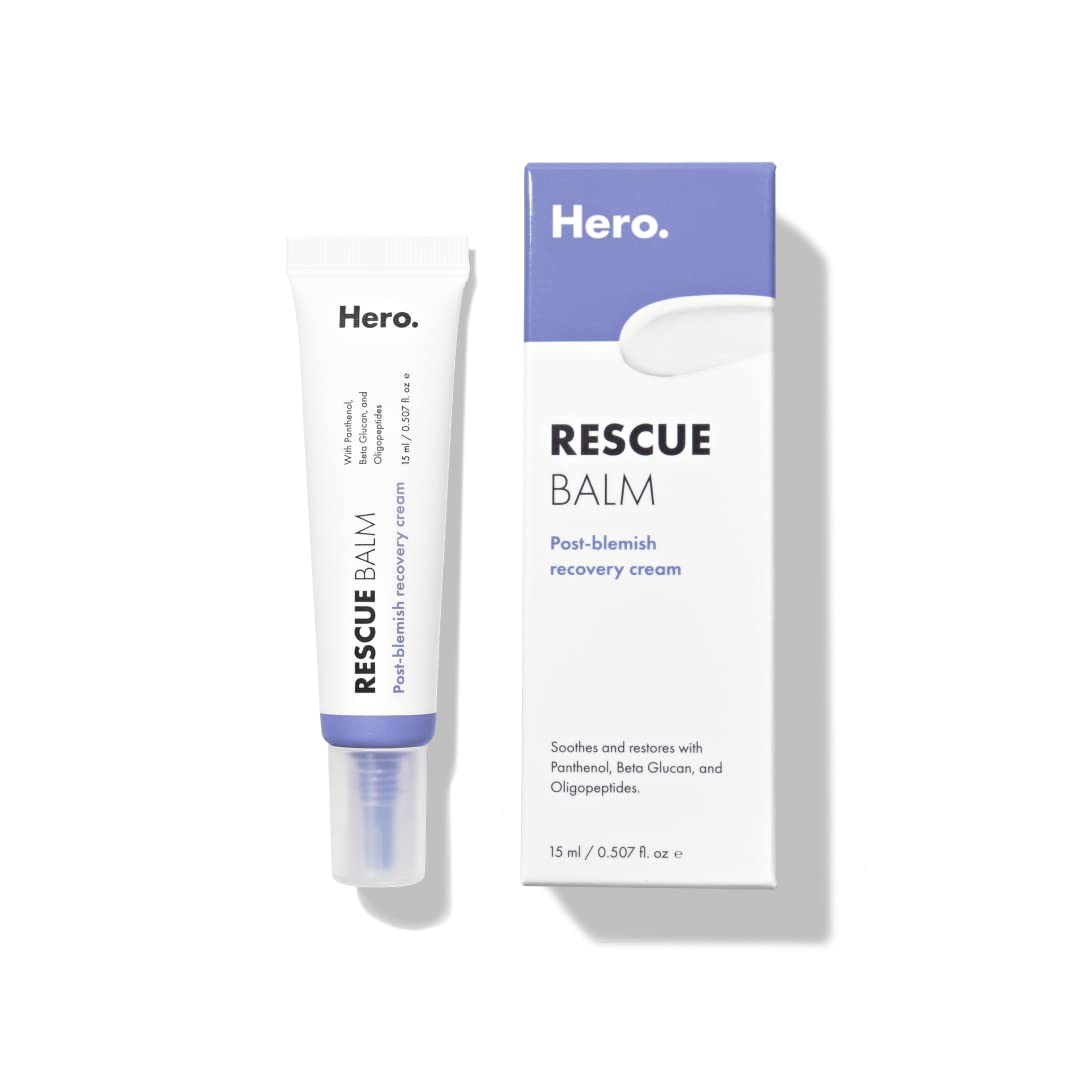 Hero Cosmetics Rescue Balm Post-Blemish Recovery Cream - Intensive Nourishing and Calming for Dry, Red-Looking Skin - Dermatologist Tested (15 ml, 0.5 fl. oz)