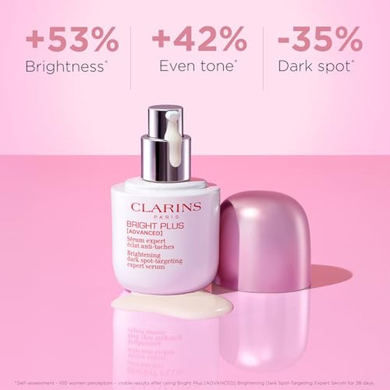 Clarins Bright Plus Serum | Visibly Brightens and Boosts Radiance | Evens Skin Tone | Targets Dark Spots | Contains Vitamin C and Niacinamide | All Skin Types | 1 Fluid Ounce