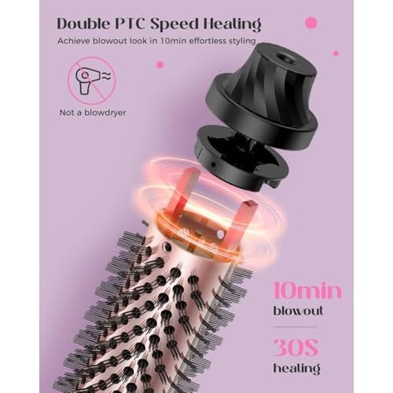 Upgraded Infrared Bounce Brush, Heated Thermal Round Brush with 5 Heat Settings & LED Display, 1.5 Inch lonic for Hair Straightener & Curling Wand, Dual Voltage, Blowout Look, Gifts for Women