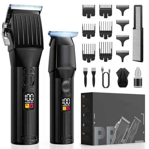 Professional Hair Clippers for Men Cordless Trimmers Kit with LED Display Electric Beard Trimmer for Kid Cordless Beards Trimmer Haircut Grooming Kit Gift for Men Women Barber Kids (Black)