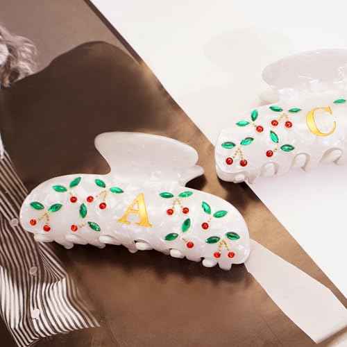 Teen Girl Gifts Trendy Stuff - Letter Cherry Hair Claw Clips, Fashion Accessories Claw Clips Durable Hair Clips, Birthday Gifts for Teens Daughter Sister Christmas Gifts, Letter M