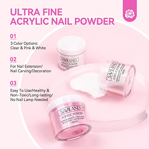SAVILAND Professional Acrylic Nail Kit for Beginner: Acrylic Nail Set for Starter with Everything Gel Nail Polish Nail Drill U V Nail Light Gift Home Salon