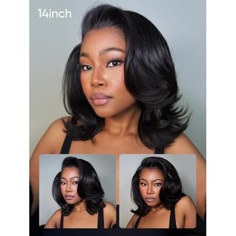 Wiggins Hair Body Wave Bob Wig Human Hair 4x7 Lace Front Wigs Human Hair Pre Cut Lace Ready to Wear Glueless Wig Human Hair Body Bob Wig For Women Pre-Bleached Knots & Adjustable Straps 10 Inch