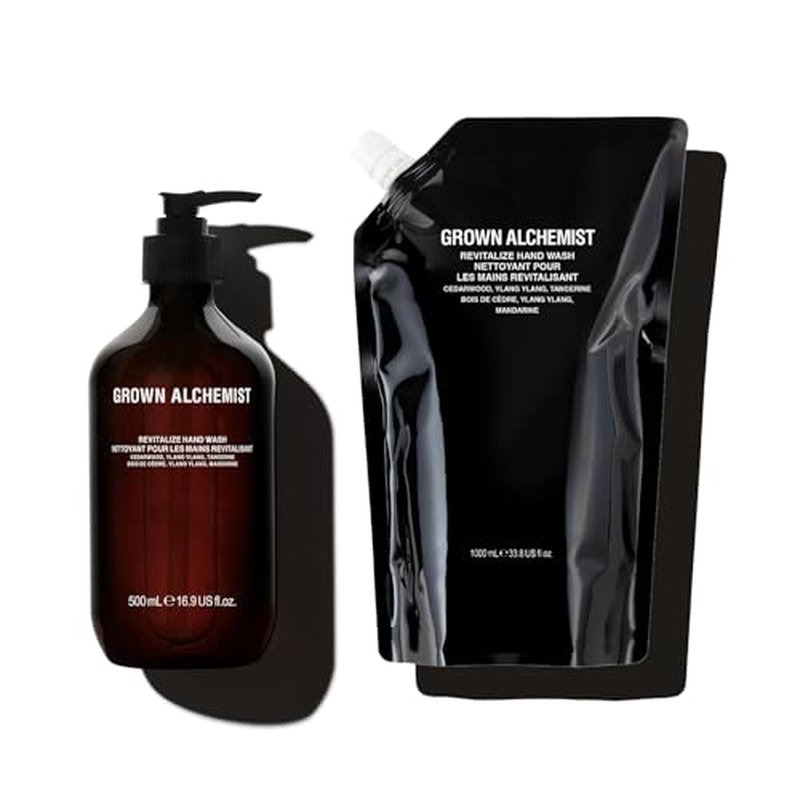 Grown Alchemist Revitalize Hand Wash + Refill Set ? Natural Liquid Hand Soap with Ylang Ylang, Tangerine & Cedarwood ? Gentle, Hydrating Kitchen & Bathroom Soap, Botanical Cleanser for Sensitive Skin