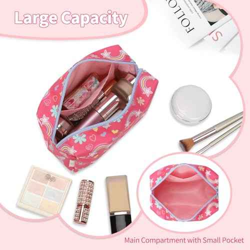 Small Travel Makeup Bag, Birthday Gifts for for Girls 4 5 6 7 8 9 10 11 12 13 14 15 16 Years Old, Cute Cosmetic Bag Make Up Pouch Organizer Toiletry Bag, Gift Trendy Stuff for Teen Teen Girl Friend