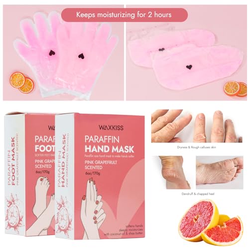 Paraffin Hand Mask & Paraffin Foot Mask, 1Pair Each, Moisturizing Gloves Soften Your Hands and feet in 10-Minute Hydration Softening (Red)