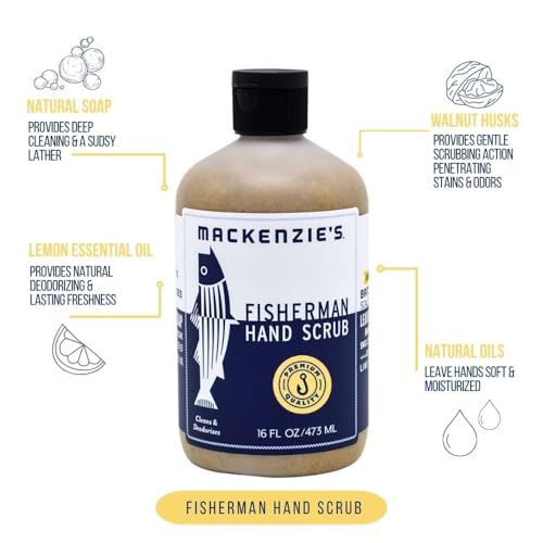 MacKenzie's Fisherman Hand Scrub - Gifts for Men - Gifts for Fisherman - Gifts for Cooks - Gifts for Gardeners - Cleansing & Deodorizing Hand Cleaner - 16 oz.