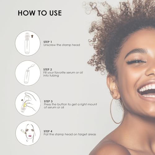 AQUA STAMP 2-in-1 Titanium Derma Stamp Pen | 0.25mm Gold Micro Infusion Hydra Needles | Manual Microneedling Tool for Face Lips Scalp Care | Fine Touch Serum Applicator