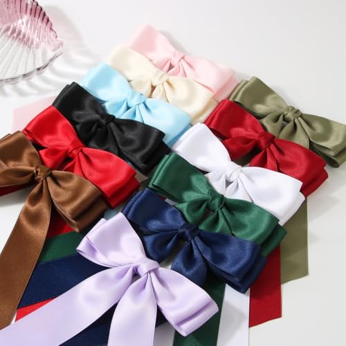 3PCS Big Red Hair Bows for Women Silky Satin Hair Ribbon Long Tail Bow for Hair Accessories Valentine's Day Mother's Day Gift for Romantic Parties Prom